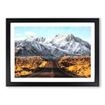 Big Box Art Road to The Mountains in California Painting Framed Wall Art Picture Print Ready to Hang, Black A2 (62 x 45 cm)