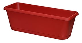 EDA - Jardinière Chorus 7,5 L - Plateau Clipsé avec Réserve d'eau - Drainage en Croix - 39,8 x 18,8 x 16,1 cm - Rouge Rubis