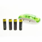 UK Smart Charger w/ 4x AA 2100mAh NiMh Rechargeable Batteries with USB Charger