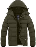 Wantdo Homme Hiver Vestes en Coton Classique Coupe Mince Manteau à Capuche Doublure Sherpa Veste de Style Militaire Veste Décontractée Vert S