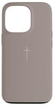 Coque pour iPhone 13 Pro Simple Cross Christian Earthy Boho Minimaliste Beige Taupe