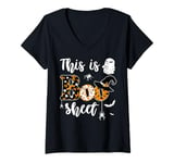 Womens This Is Boo Sheet Halloween Ghost Costumes Men Women Couples V-Neck T-Shirt