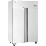 Refrigerateur Commercial 1100 l, Armoire Refrigeree Positive a Portee de Main 2 Portes, en Inox, Degivrage Automatique, Controle de Temperature -2 a