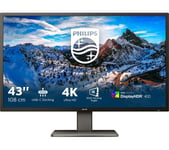 PHILIPS P-line 439P1 4K Ultra HD 43" VA WLED Monitor - Black, Black