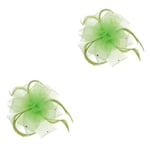 1/2 Bröllop Brud Damer Prom Rose Feather Fascinator Hårklämma Lime Green 2Set