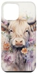 iPhone 12 Pro Max Spring Elegant Highland Cow Pastel Watercolor Floral Case