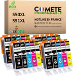 Comete, Marque França - 550Xl 551Xl - Pack 20 Cartouches D'Encre Compatibles Avec Canon Pgi-550 Cli-551 - Pour Cartouche Canon Mg5650 Mg5550 Cartouche Mg6650 - Noir Et Couleur