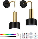 2 Pack Battery Operated Wall Lights Rechargeable Wall Sconces Battery Powered Di