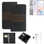 Wallet Case + headphones for Oppo A79 5G Protective Cover Brown