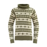 Devold Alnes Roll Neck Ullgenser Unisex Olive/Offwhite, L