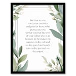 Artery8 Love Your Enemies Green Sermon on the Mount Jesus Christ Christian Bible Faith God Quote Revelations Flowers Artwork Artwork Framed Wall Art Print A4