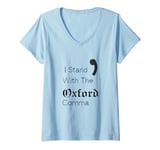 Womens Oxford Comma Funny English Grammar V-Neck T-Shirt