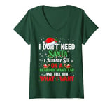 Womens I Don't Need Santa I Already Sit On A Bearded Man's Lap And V-Neck T-Shirt