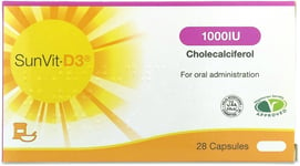 Sunvit-D3 1000IU Cholecalciferol Vitamin D 28 Capsules X 1