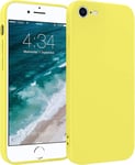 Coque En Silicone Pour Iphone 7/8/Se 2020 Jaune. Coque Pour Les Accessoires Magsafe Et Chargeur Sans Fil. Doux Au Toucher, Intérieur En Microfibre.