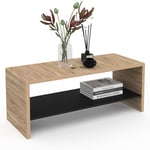 Idmarket - Table basse rectangulaire ambre double plateau 100 cm bois et noir