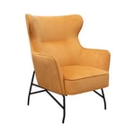 Alpha high back lounge chair with black metal frame - mustard