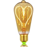 Edison classique ST64 Motif cœur doux led Filament Verre Ambre 4 w Dimmable 220/240 v E27 Base ampoule vintage