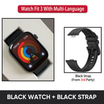 Huawei Watch Fit 3 Smartwatch Fit3 1,82 Tuuman Amoled-Näyttö Bluetooth-Puhelut Älykello Erittäin Ohut Muotoilu Kestävä Akunkesto_Black n Black Strap