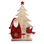 com-four® Présentoir décoratif pour Noël - Père Noël en Bois laqué - Décoration de Noël Haut de Gamme à Poser (01 pièces - Père Noël 33cm)