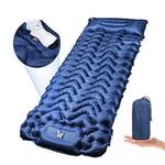 Owelth Matelas Camping Autogonflant, Épaissir Matelas Gonflable 1 Place avec Oreiller, Tapis de Couchage Randonnée Ultra Léger avec Pompe à Pied, Matela Étanche pour Voyages, Tente, Plage