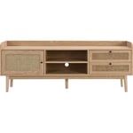 Homifab - Meuble tv 1 porte 2 tiroirs en bois et cannage naturel 160 cm - Eden