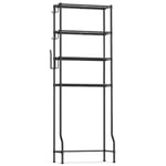 SONGMICS Toilet Shelf, 4-Tier Over-the-Toilet Storage Rack, Space-Saving Bathroom Shelf, Metal Storage Unit, Adjustable Shelves, 4 Hooks, Roll Holder, 30 x 63 x 176 cm, Ink Black BTS013B01