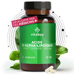 Vitabay Acide R-alpha Lipoïque Ala 300 mg 120 Gélules Véganes Hautement Dosées - Biodisponible - À Libération Prolongée - Testé en Laboratoire & Fabriqué à Partir de Substances de Première Qualité