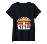 Womens Always 3 Moves Ahead Chess Player Funny Chess Pieces V-Neck T-Shirt