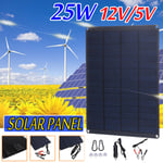 25 Watt Mono Solar Panel Kit 18V USB battery Charger For Phone Outdoor Camping