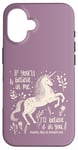 Coque pour iPhone 16 Licorne "Believe in you" Citation Alice au pays des merveilles