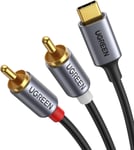 Câble 2RCA USB C Audio Stéréo Adaptateur Type C Mâle vers 2RCA Mâle Y Auxiliaire Audio Câble Numérique Compatible avec Téléphone Amplificateur Enceinte HDTV Home Cinéma Vidéo Projecteur 1.5M