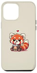 Coque pour iPhone 14 Plus Panda rouge kawaii, adorable ours amateur de thé aux perles