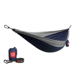 Grand Trunk Double Parachute Nylon Hammock with Straps Navy/Silv