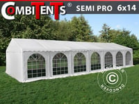 Partytelt, SEMI PRO Plus CombiTents® 6x14m, 5 i 1, Hvit