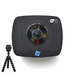 NK AC3091-36D - Caméra d'action Sportive 360°, FullHD 1080p, Double Optique, système réalité virtuelle, Support Youtube 360°, 1400 mAh, Microphone, Compatible Android & iOS, trépied en Cadeau, Noir