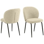 Hellin - Chaise scandinave bouclette et pieds en métal noir (lot de 2) - pamela