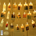 Clips de Photo LED Porte-Cordon décoratif pour Chambre Coucher, Arbre, Noce, Pendaison de Photos, Cartes Photos (17 Pieds, Blanc Chaud)