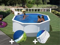 Kit piscine acier blanc Gré Fidji ronde 3,20 x 1,22 m + Bâche hiver + Tapis de sol