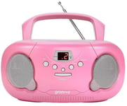 Original Boombox Portable CD/Radio Player, Pink - GROOV-E