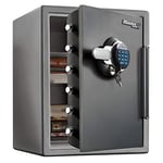 Master Lock Coffre Fort Anti Feu et Etanche à code et clef, triple protection - vol, incendie et inondation, Combinaison Electrique et Clef, 56,6 L, 60.3 x 47.2 x 49.1 cm