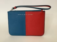 New Ladies Marc Jacobs 'Sophisticato Halfsies' Small Red & Blue Wristlet Pouch