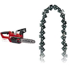 Einhell 4501761 GE-LC 18/25 Li Power X-Change 18V Cordless Chainsaw | 10 Inch (25cm) OREGON Bar and Blade Chain | Solo ChainSaw, Black, Red, 25.0*23.0*48.0 cm & 4501754 Spare Chain Saw Chain 25 cm