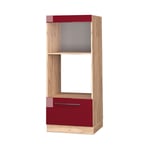 Vicco - Armoire micro-ondes Fame-Line, Rouge bordeaux Haute brillance, 60 cm ouvert