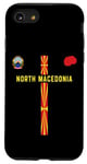 Coque pour iPhone SE (2020) / 7 / 8 Drapeau et silhouette carte de la Macédoine du Nord, emblème national