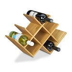 Relaxdays Casier à vin en bambou forme alvéole emplacement pour 8 bouteilles H x l x P: 31,5 x 47 x 16,5 cm étagère range-bouteilles rangement en bois pour la cave porte-bouteilles, nature