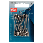 Prym Safety Pins, 50mm, Pack of 12, Silver