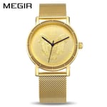 Megir Fashion Staninless Steel Quartz Miesten Kello Huippumerkki Luxury Gold Color Rannekello Kello Miesten