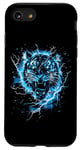 Coque pour iPhone SE (2020) / 7 / 8 Tigre Lightning Bleu ciel Art de la faune Animal