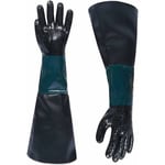 Gants de sablage en caoutchouc Longueur : 60cm abrasif Gants pour salle de sablage Gants de travail pour machine de sablage